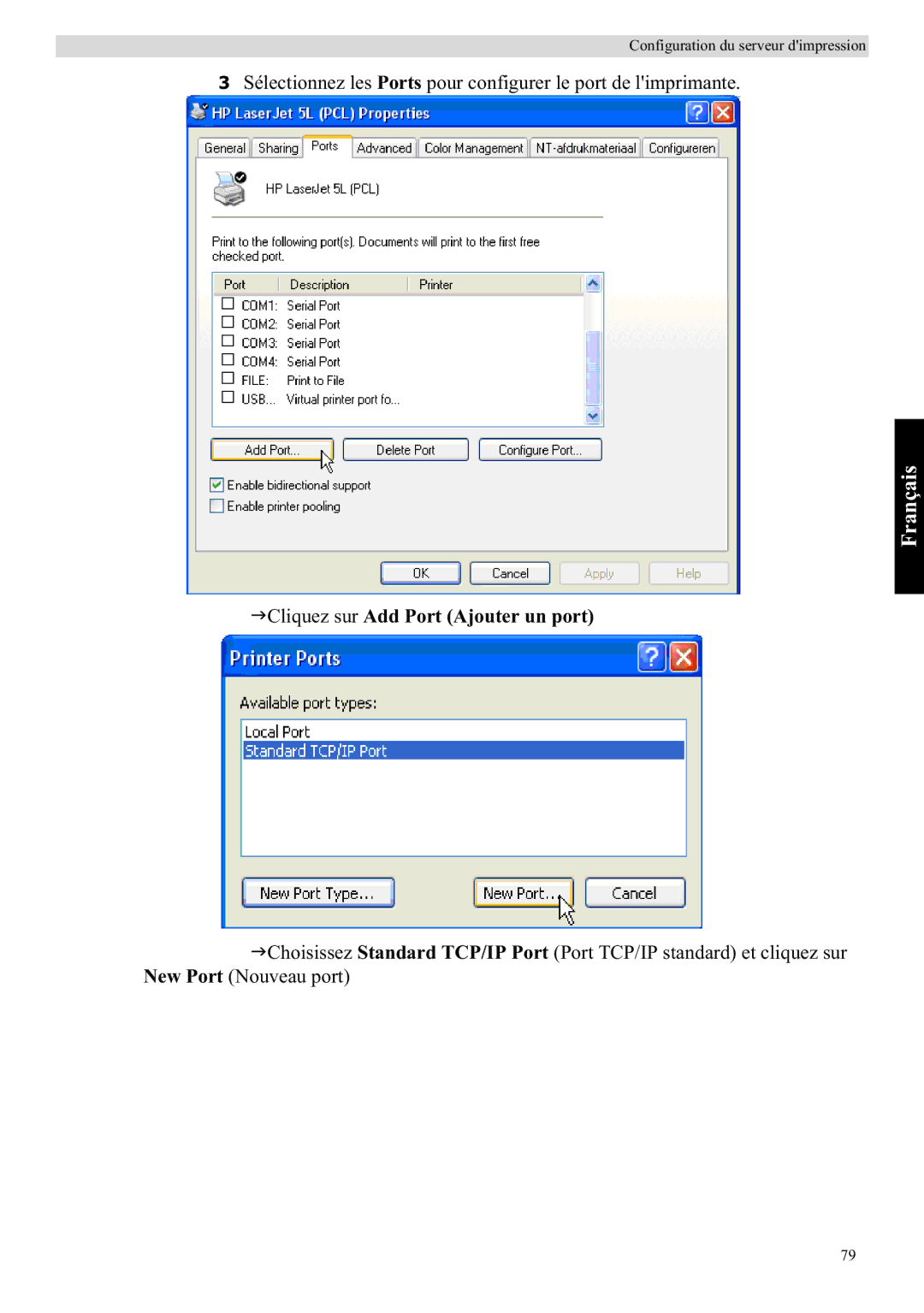 Topcom WBR 7121 manual Cliquez sur Add Port Ajouter un port 