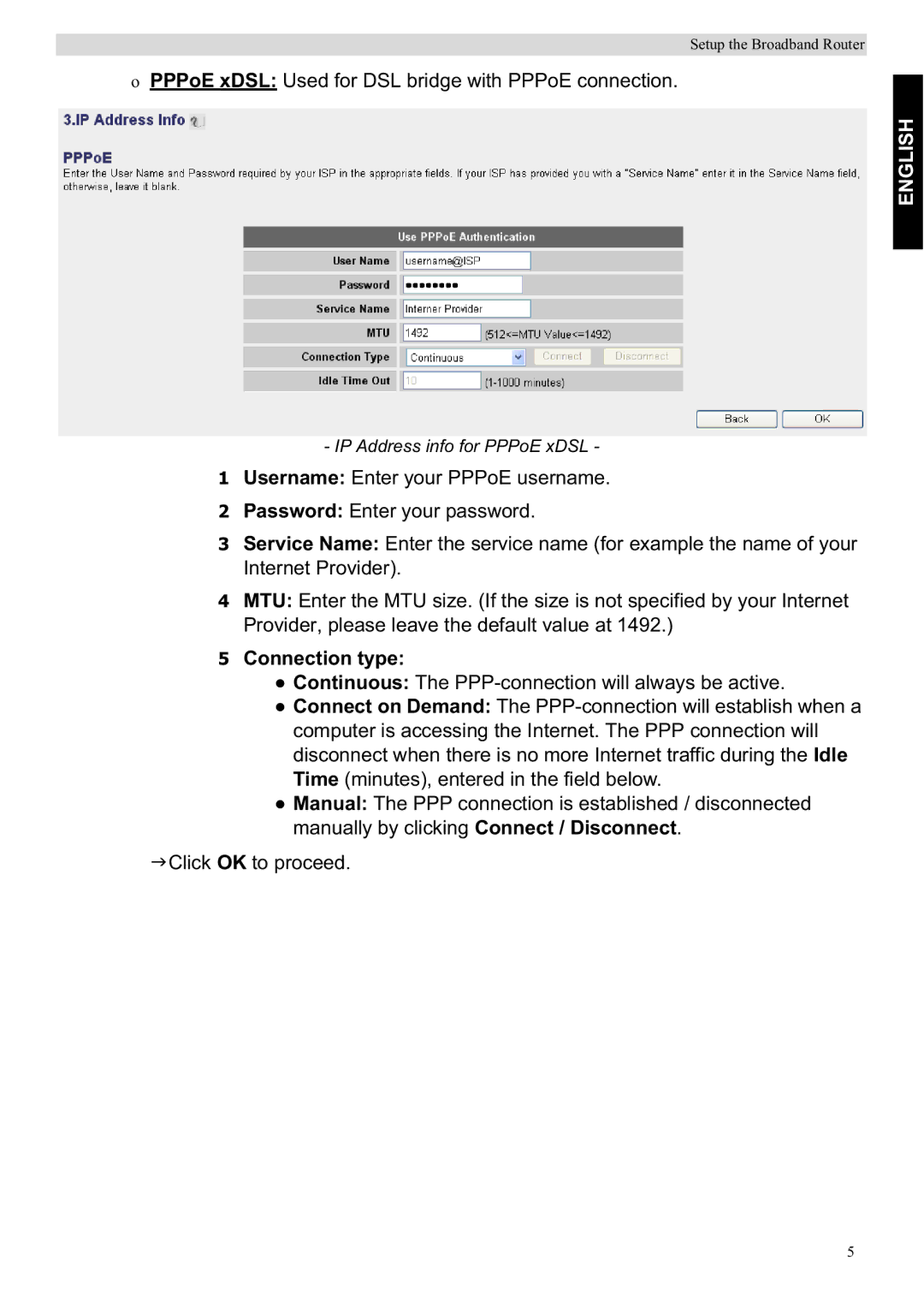 Topcom WBR 7201 N manual Connection type 