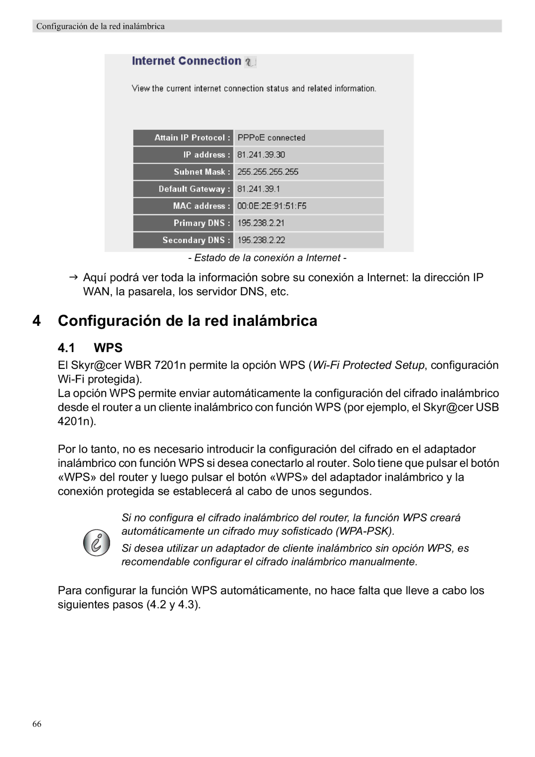 Topcom WBR 7201 N manual Configuración de la red inalámbrica, Wps 