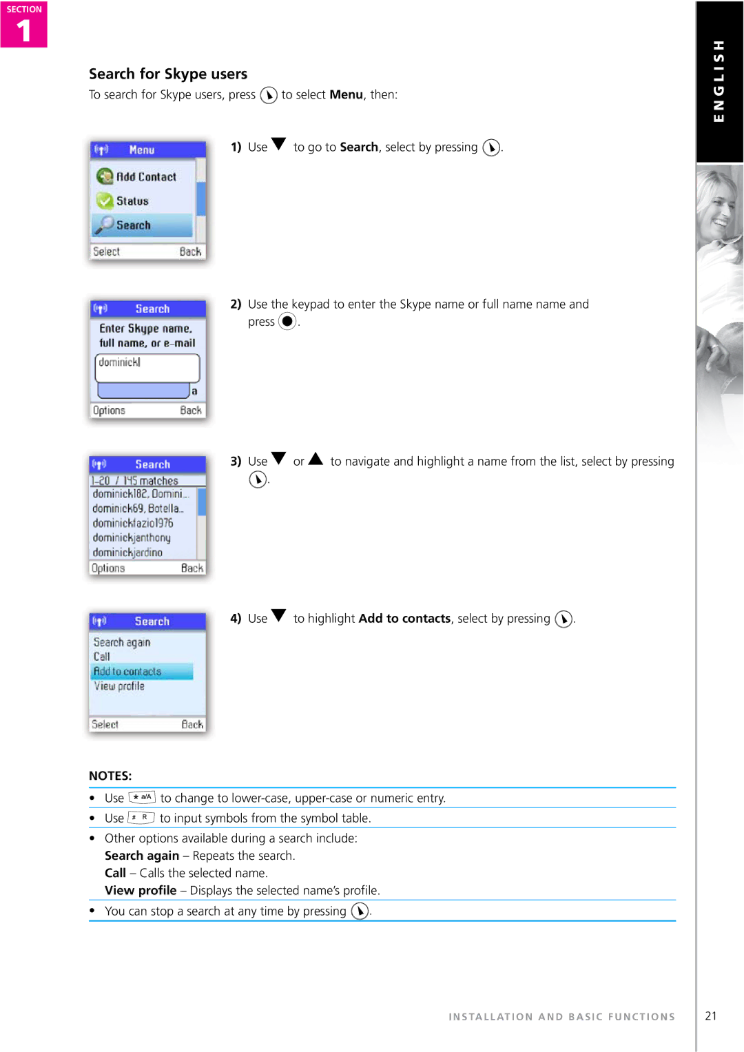 Topcom WEBTALKER 6000 manual Search for Skype users 