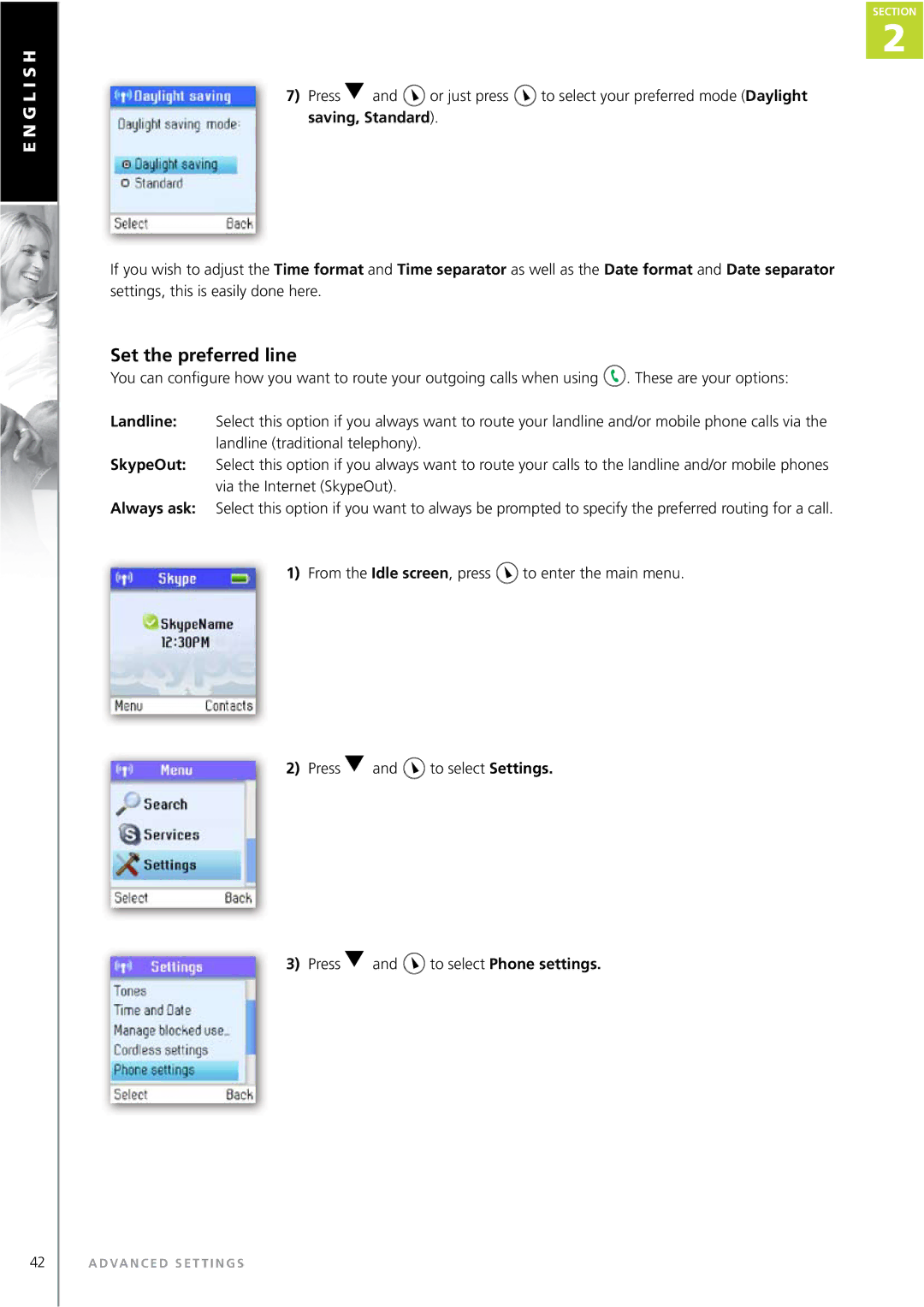 Topcom WEBTALKER 6000 manual Set the preferred line 