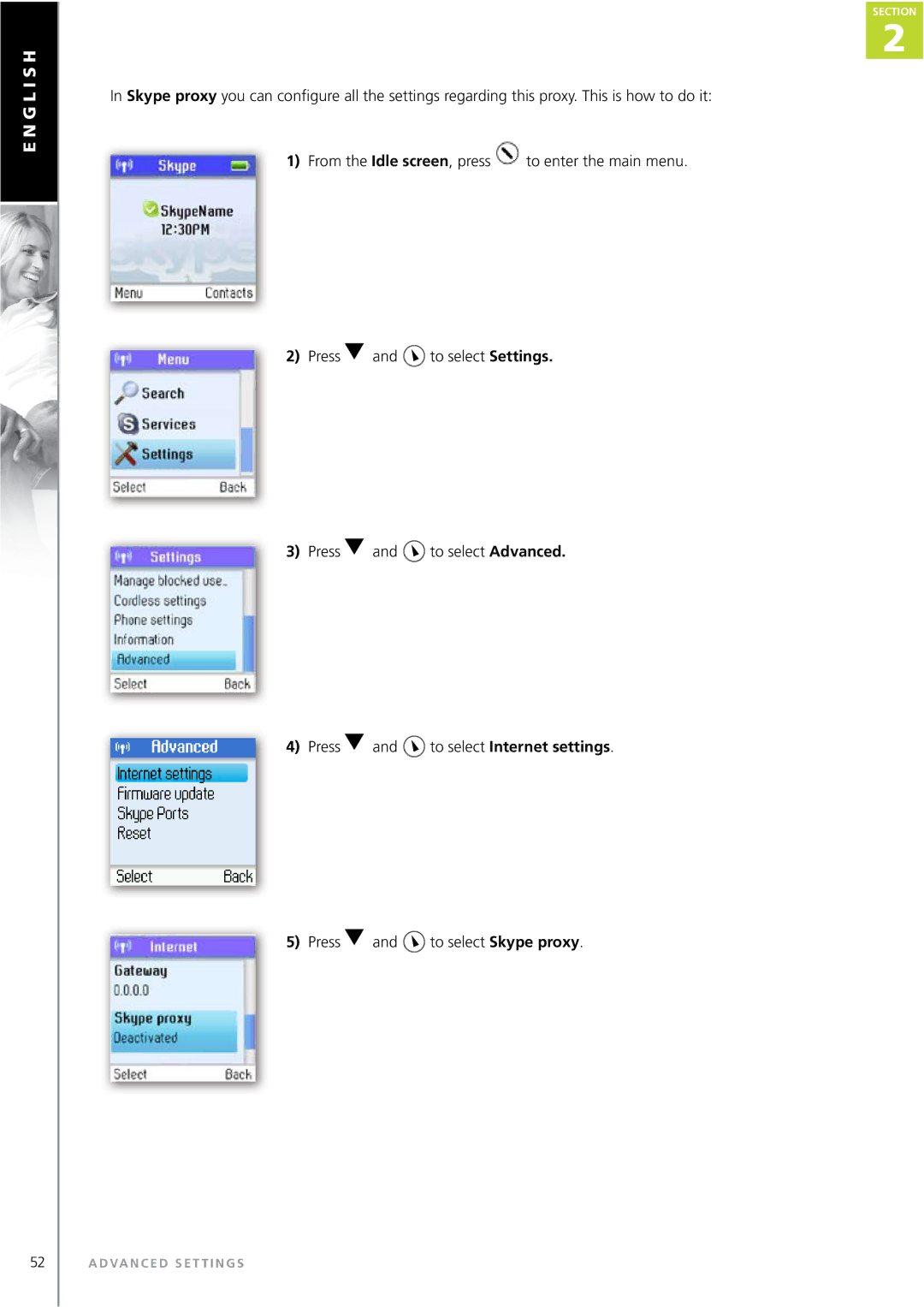 Topcom WEBTALKER 6000 manual To select Skype proxy 