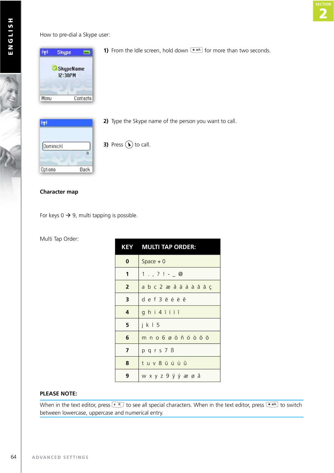 Topcom WEBTALKER 6000 manual Multi TAP Order, Character map 