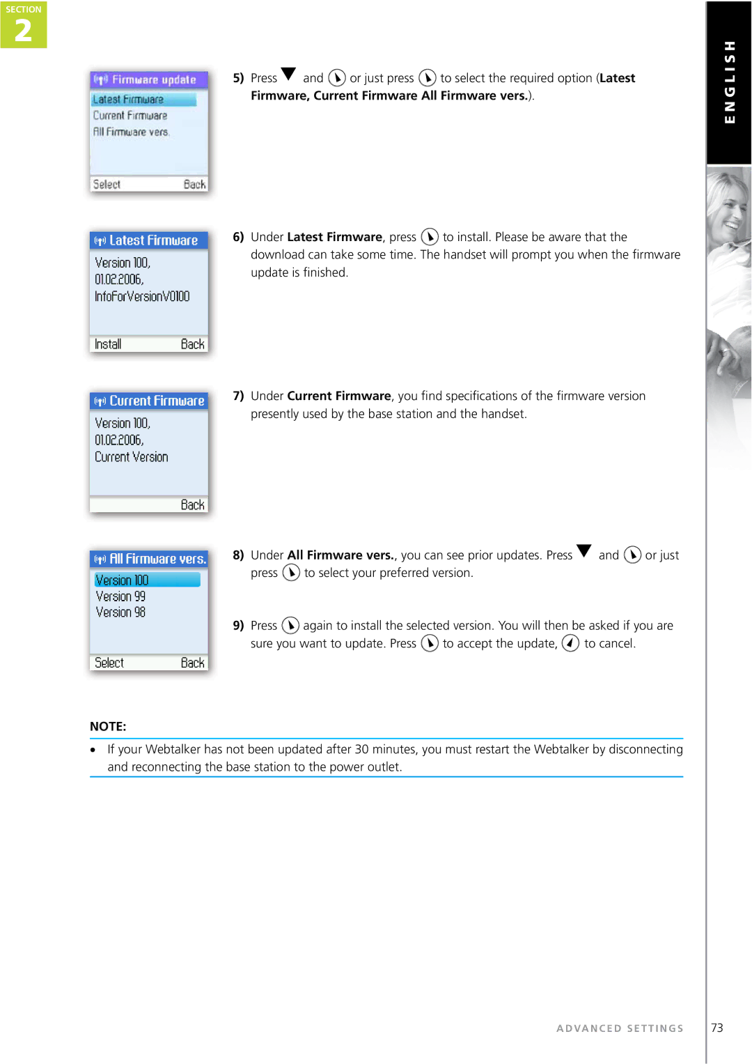 Topcom WEBTALKER 6000 manual Firmware, Current Firmware All Firmware vers 