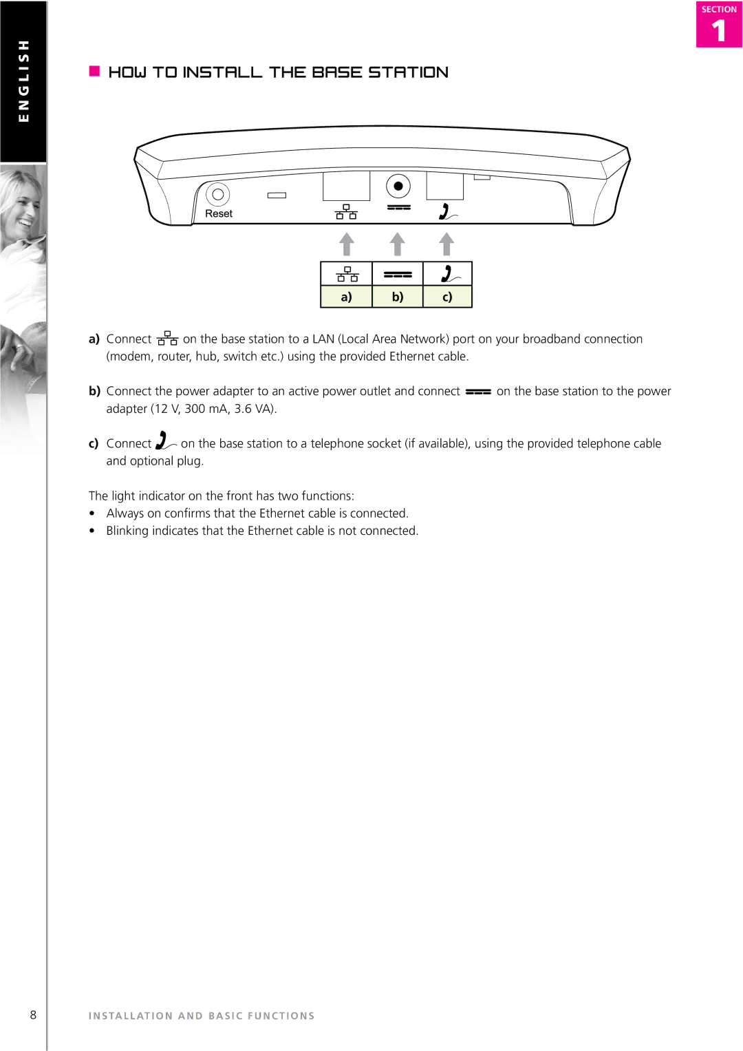 Topcom WEBTALKER 6000 manual How to install the base station 