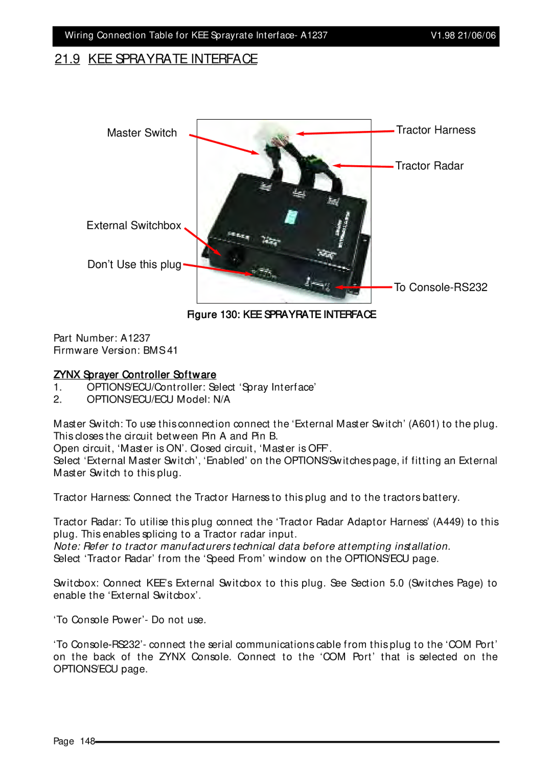 Topcom X20 manual KEE Sprayrate Interface 