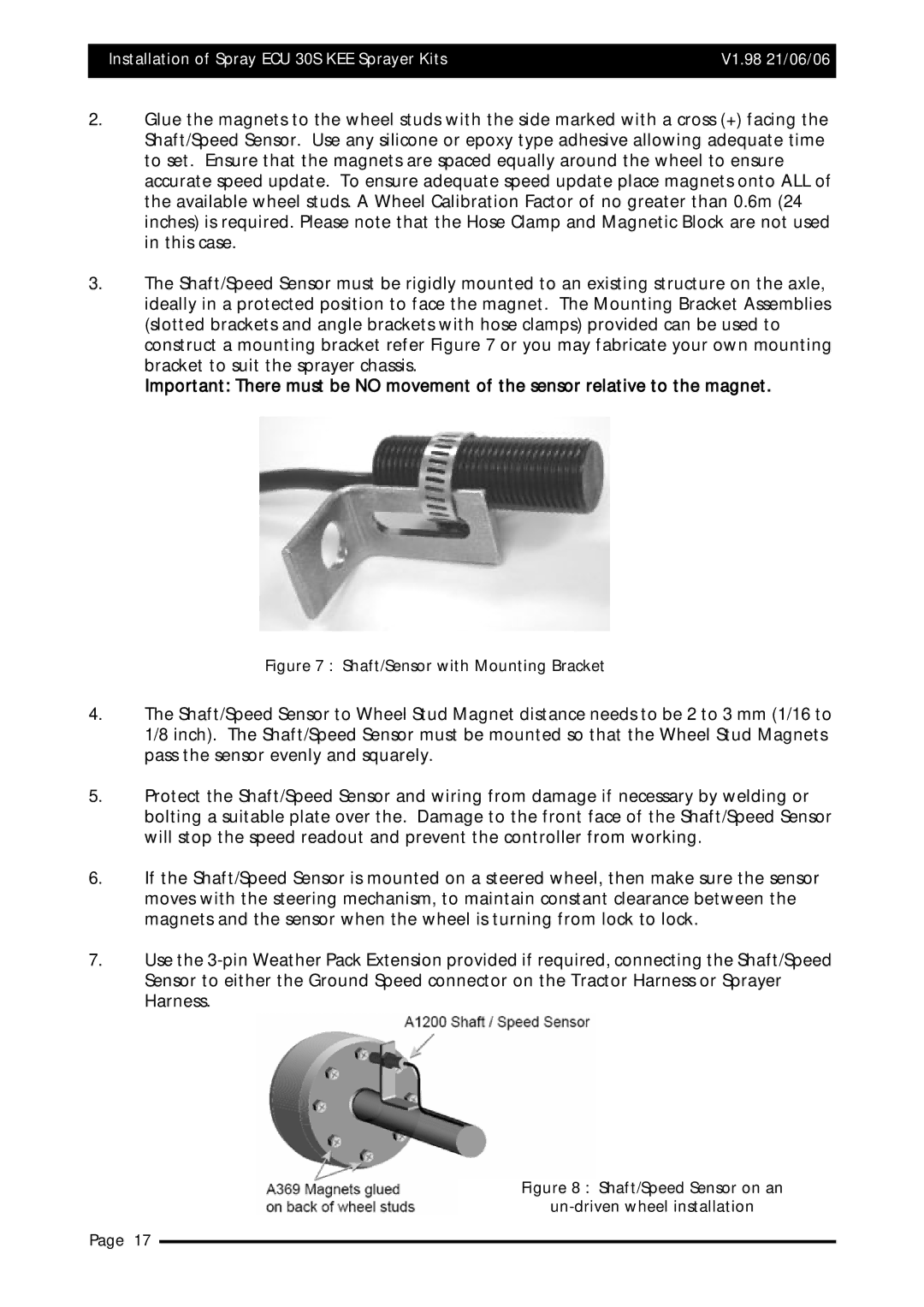 Topcom X20 manual Shaft/Sensor with Mounting Bracket 