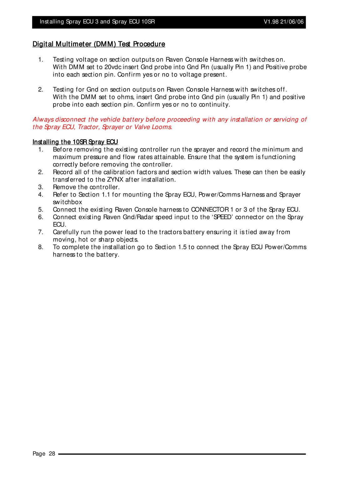 Topcom X20 manual Digital Multimeter DMM Test Procedure 