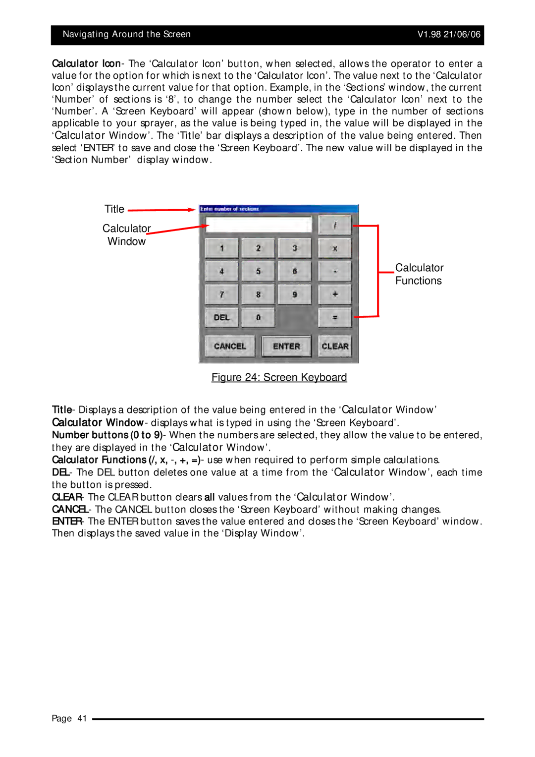 Topcom X20 manual Screen Keyboard Calculator Functions 