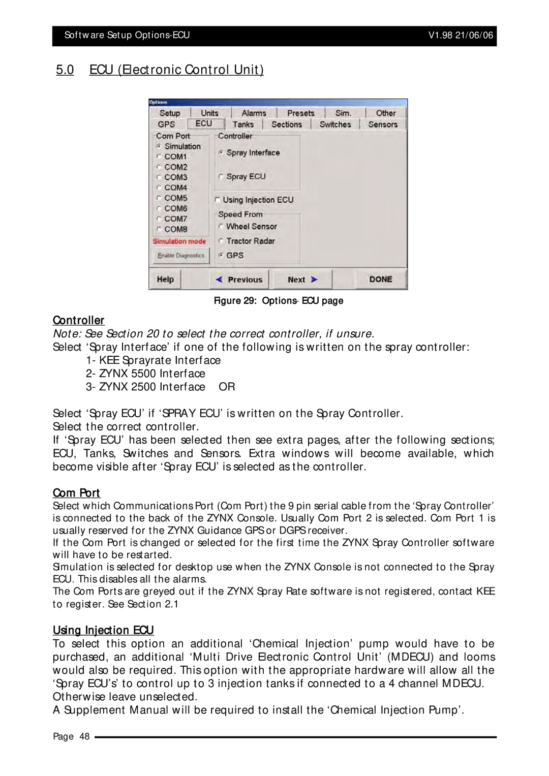 Topcom X20 manual ECU Electronic Control Unit, Controller, Com Port, Using Injection ECU 