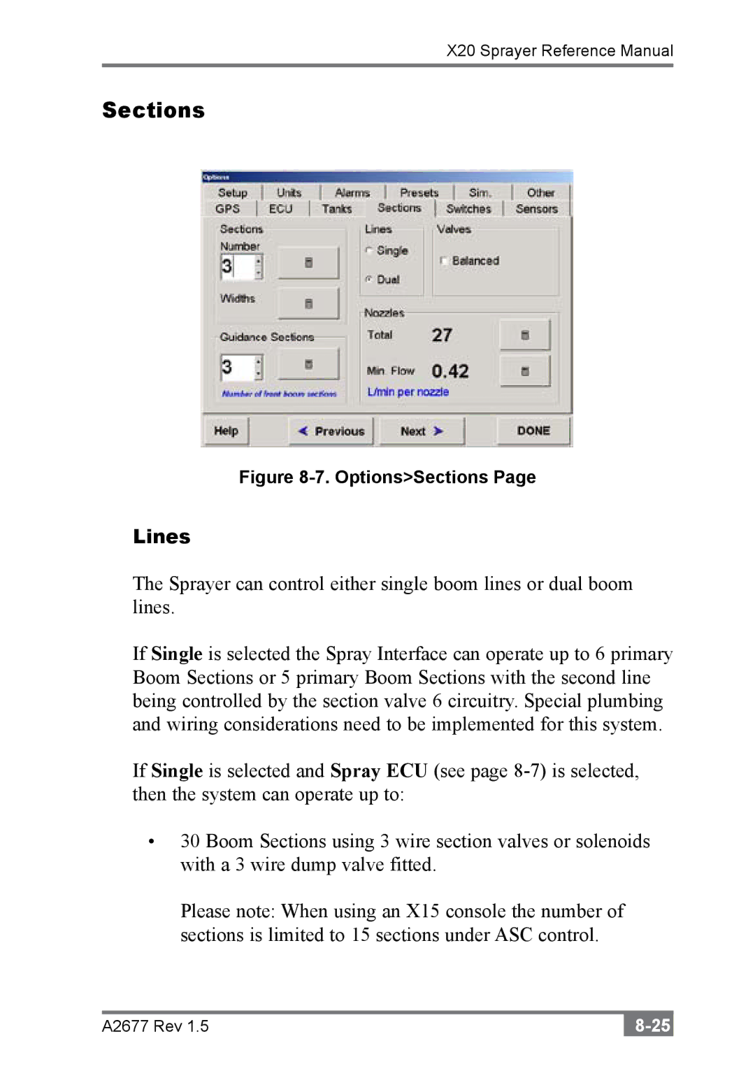 Topcon A2677 manual Sections, Lines 