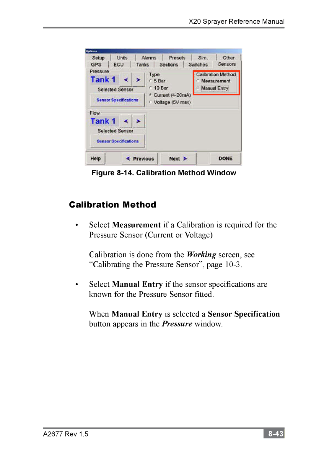 Topcon A2677 manual Calibration Method Window 