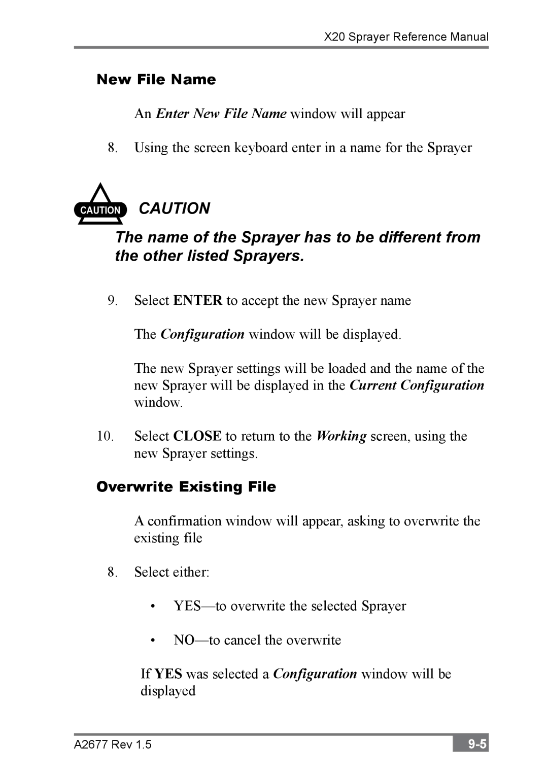 Topcon A2677 manual New File Name, Overwrite Existing File 