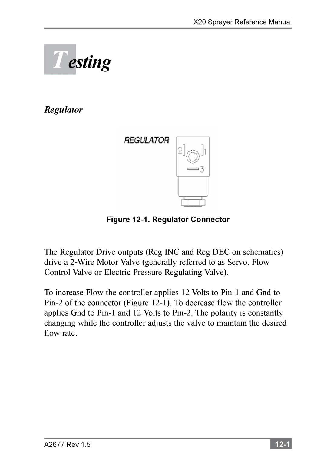 Topcon A2677 manual Testing, Regulator 