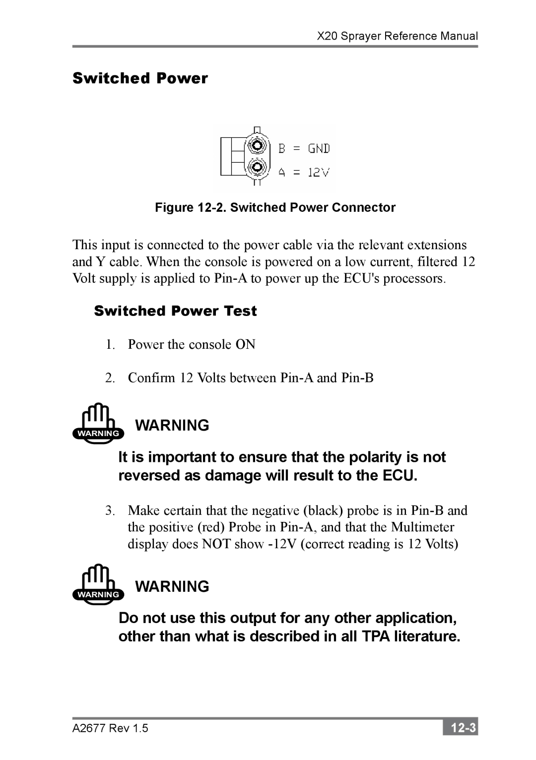 Topcon A2677 manual Switched Power Test 