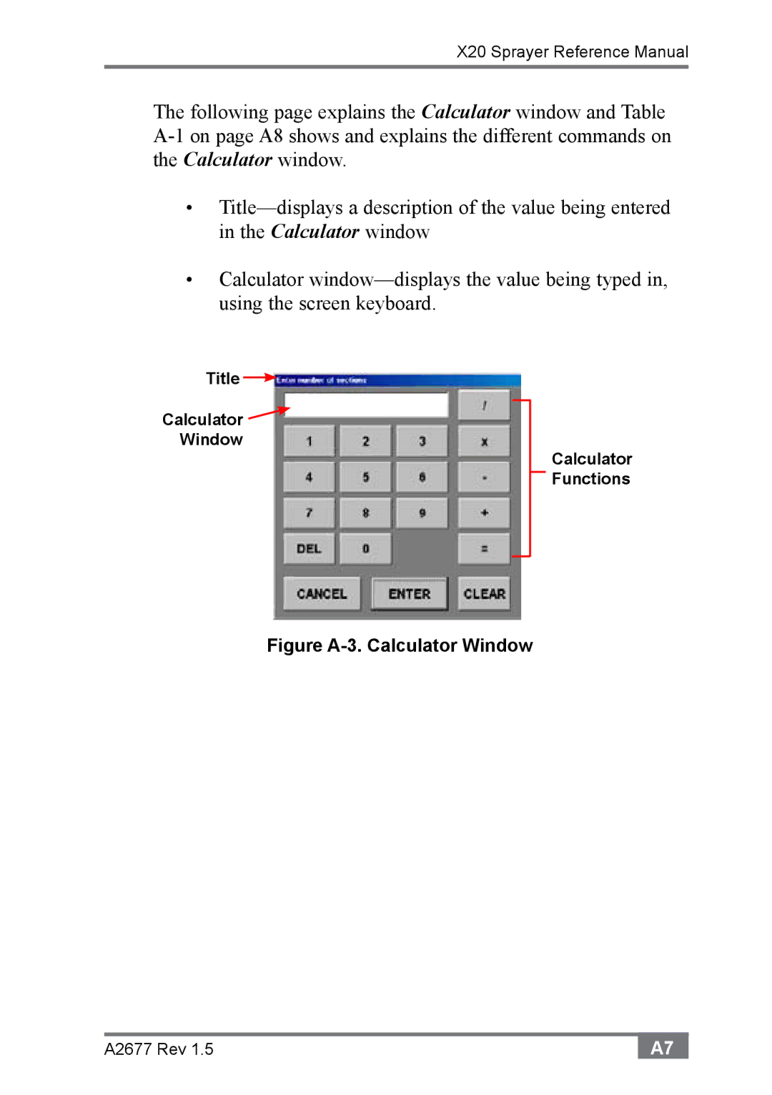 Topcon A2677 manual Figure A-3. Calculator Window 