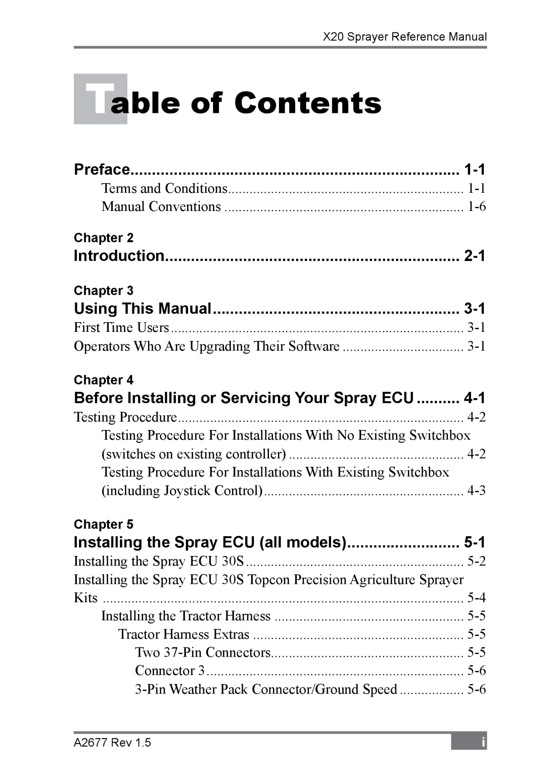 Topcon A2677 manual Able of Contents 