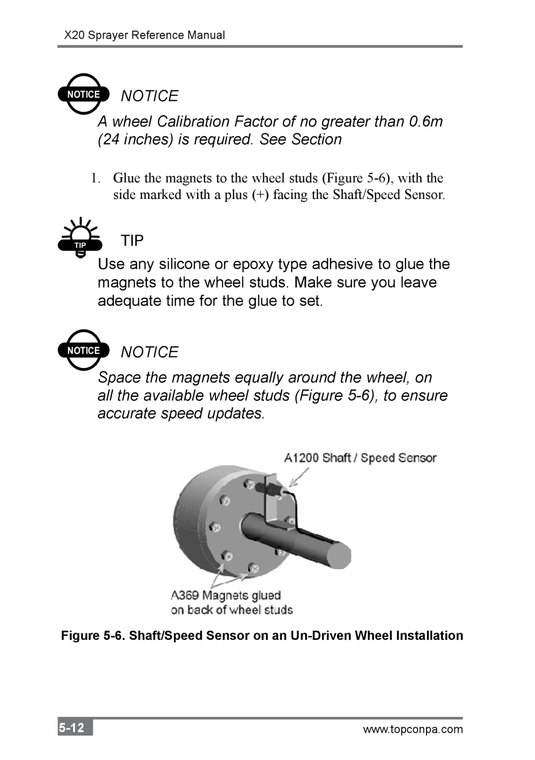 Topcon A2677 manual Shaft/Speed Sensor on an Un-Driven Wheel Installation 