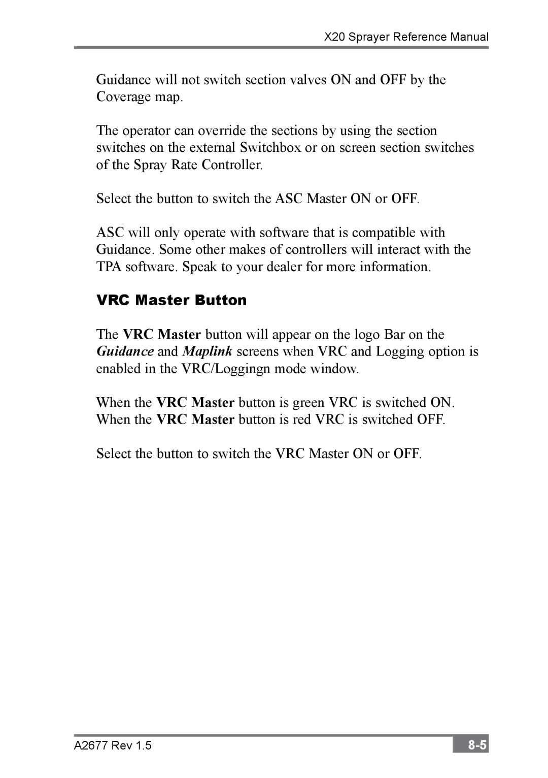 Topcon A2677 manual VRC Master Button 