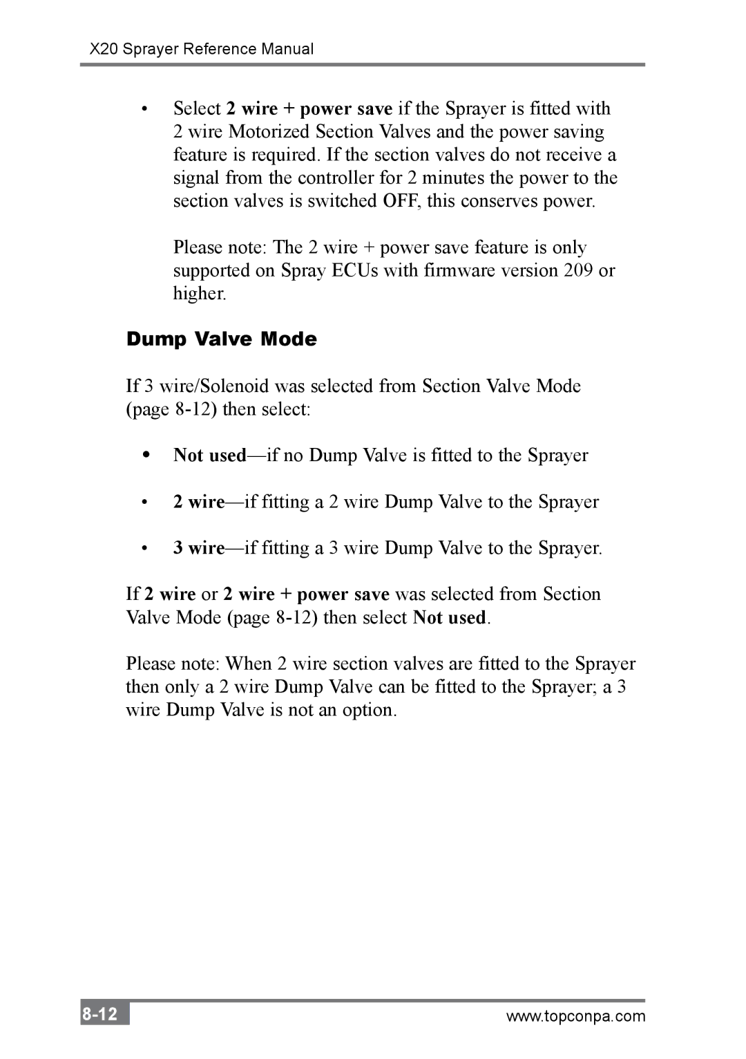 Topcon A2677 manual Dump Valve Mode 