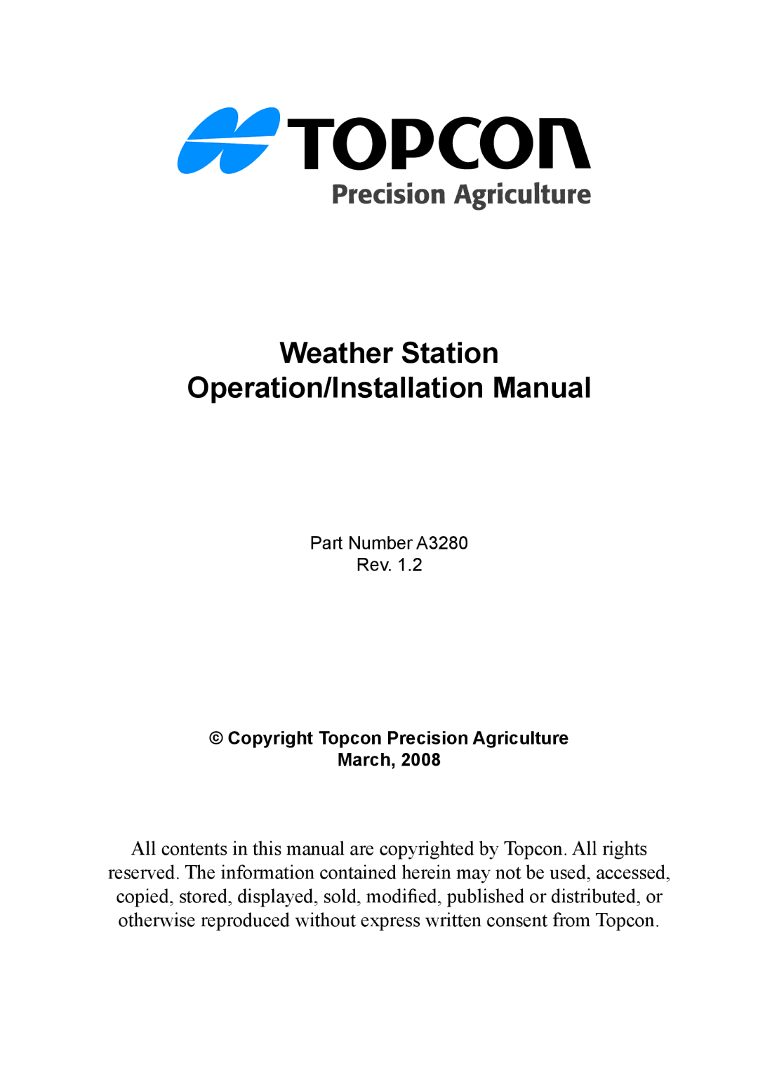 Topcon A3280 installation manual Weather Station Operation/Installation Manual 