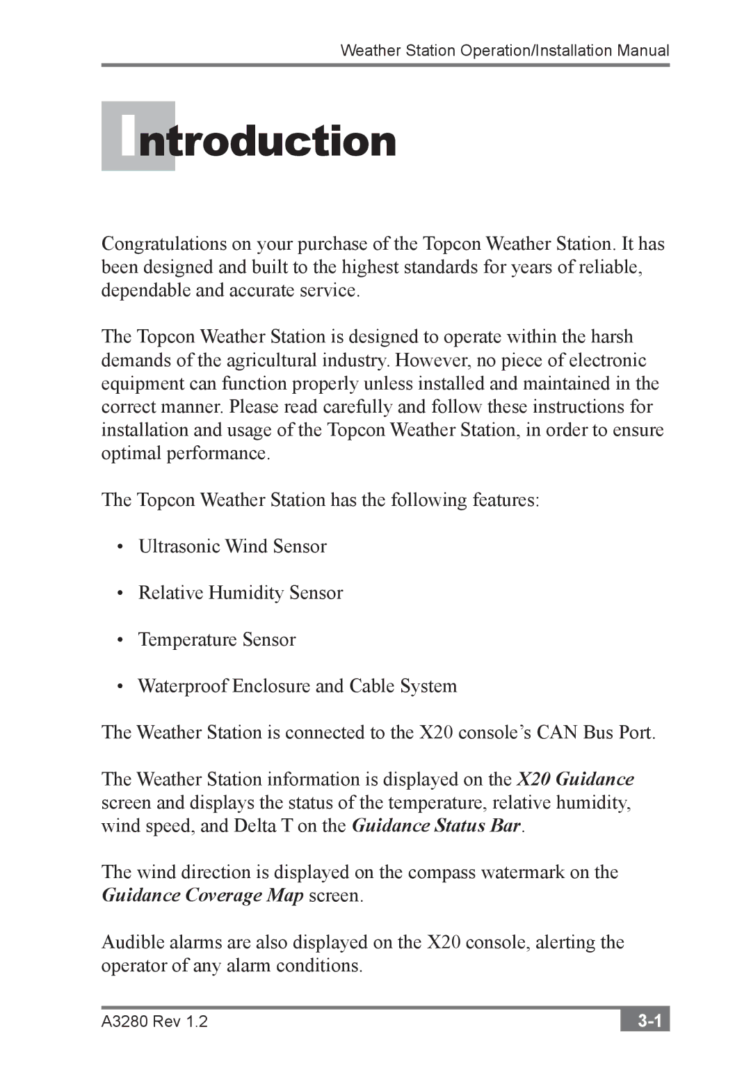 Topcon A3280 installation manual Introduction 