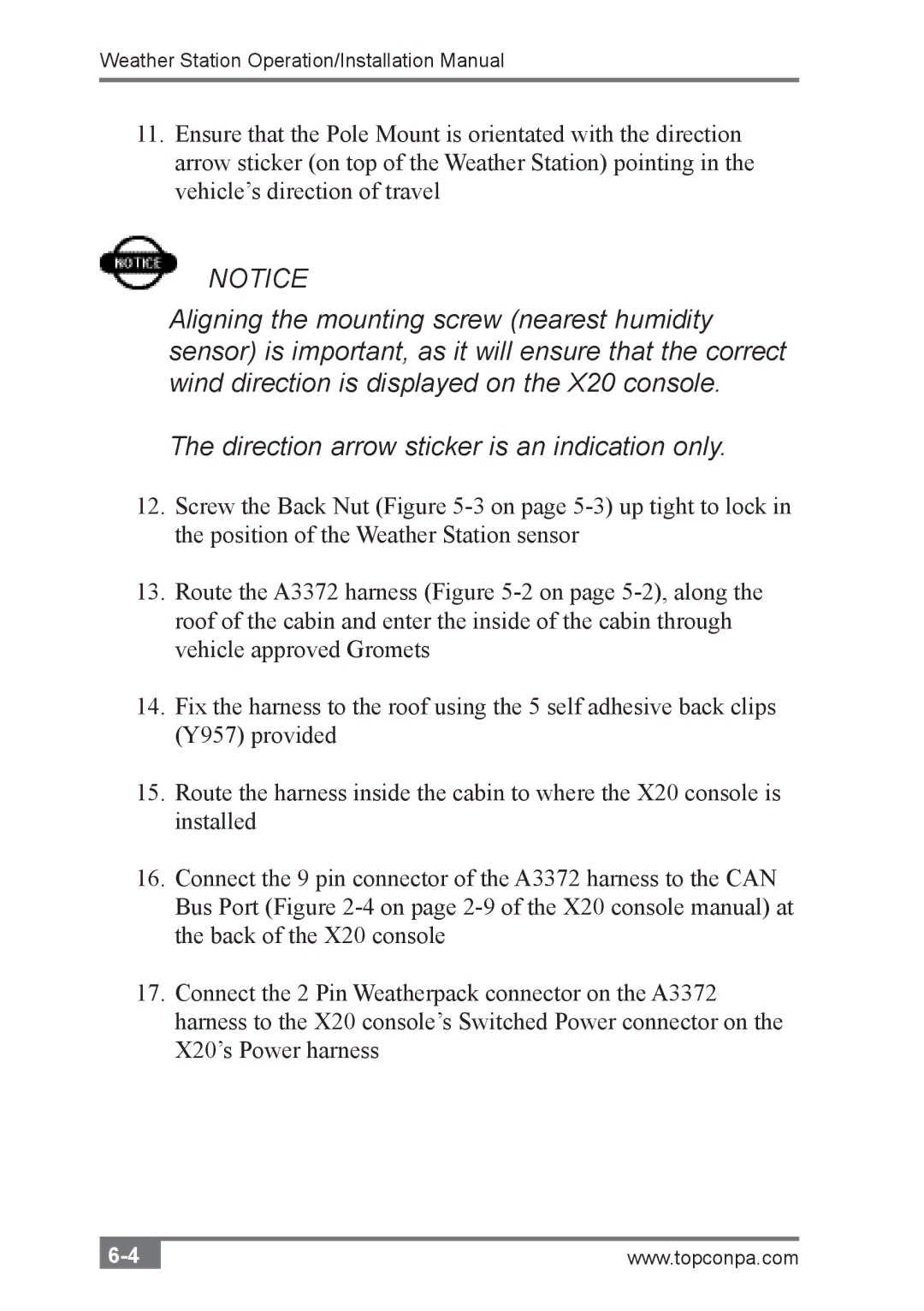 Topcon A3280 installation manual Weather Station Operation/Installation Manual 