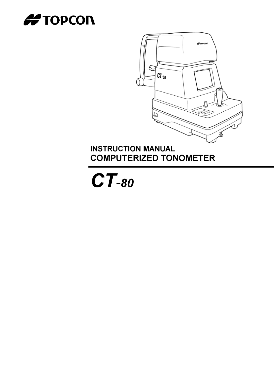 Topcon COMPUTERIZED TONOMETER instruction manual CT-80 