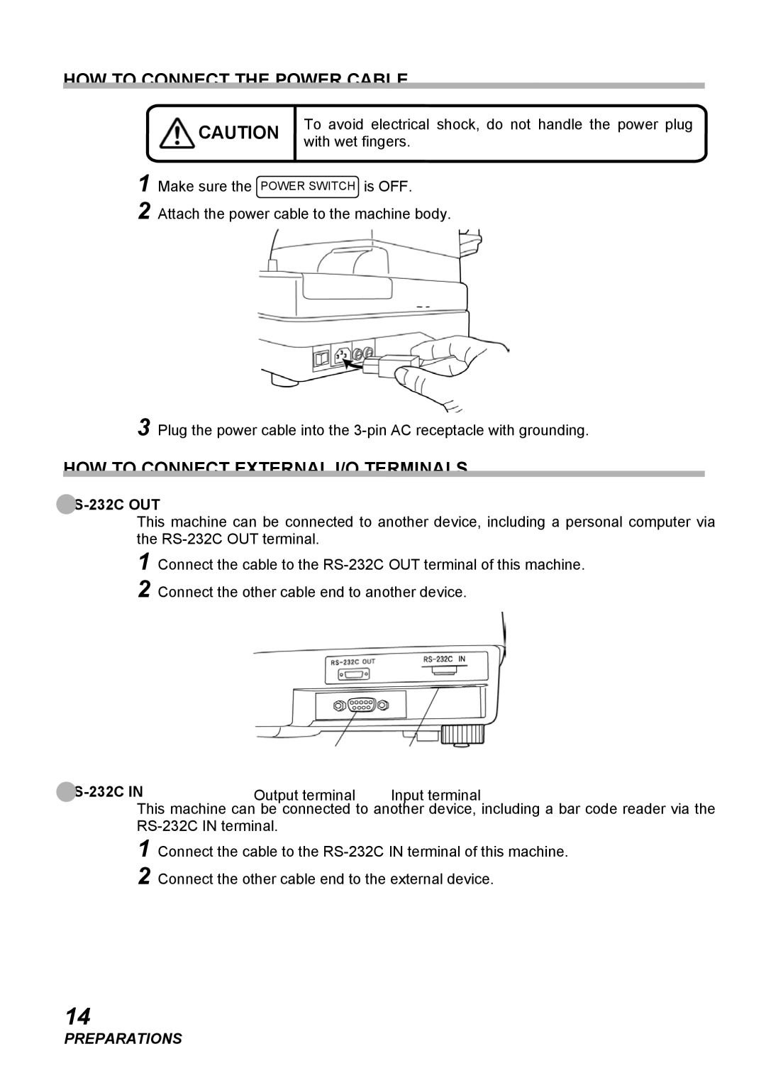 Topcon COMPUTERIZED TONOMETER, CT-80 HOW to Connect the Power Cable, HOW to Connect External I/O Terminals 