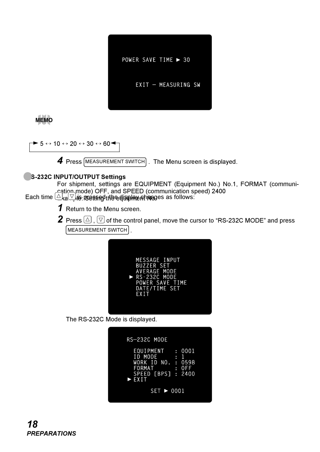 Topcon COMPUTERIZED TONOMETER, CT-80 instruction manual RS-232C INPUT/OUTPUT Settings 