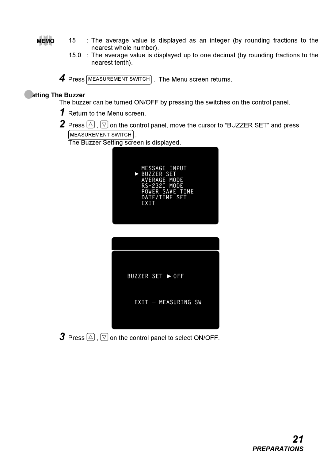 Topcon CT-80, COMPUTERIZED TONOMETER instruction manual Setting The Buzzer 