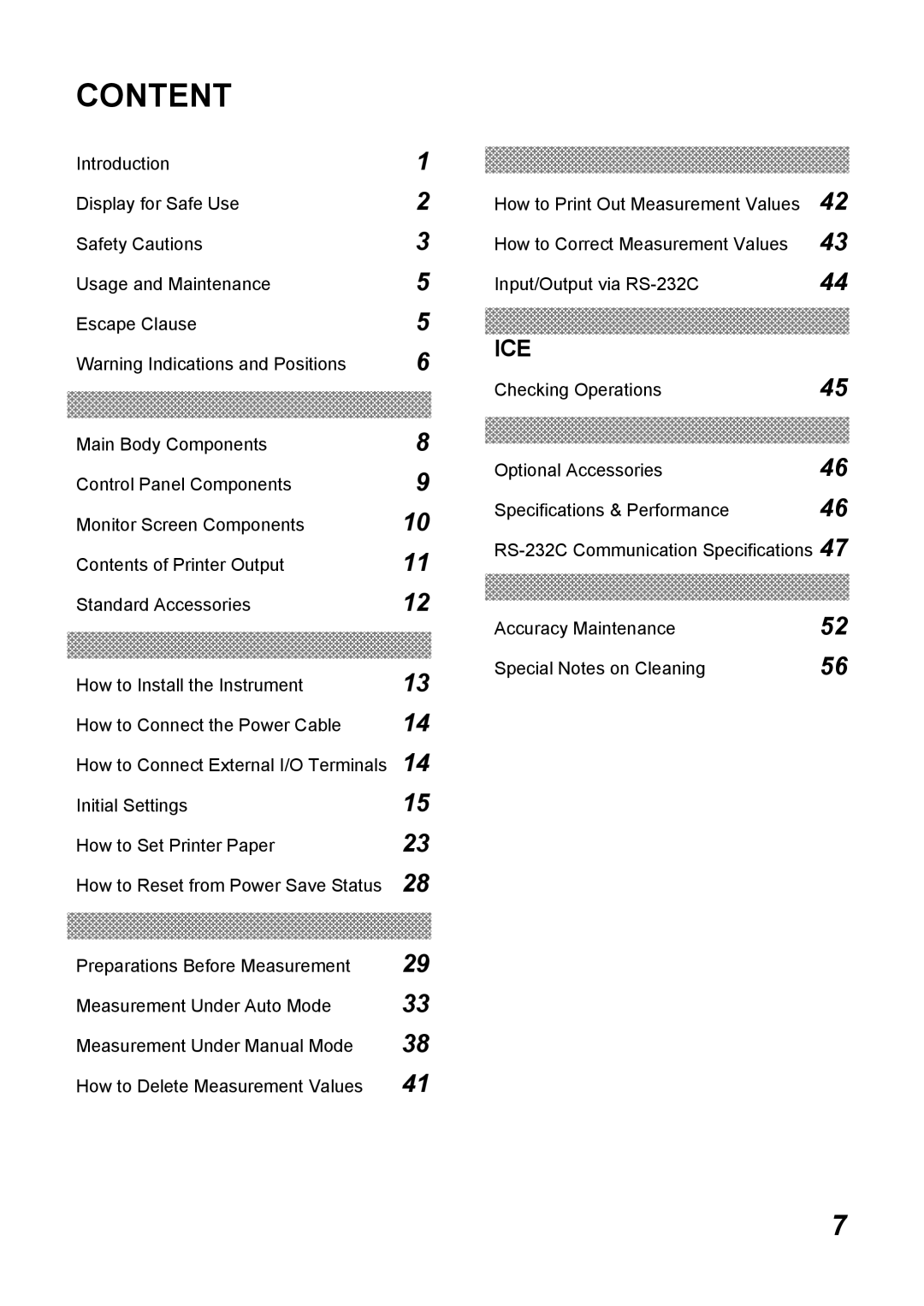 Topcon CT-80, COMPUTERIZED TONOMETER instruction manual Content, Names of Components 