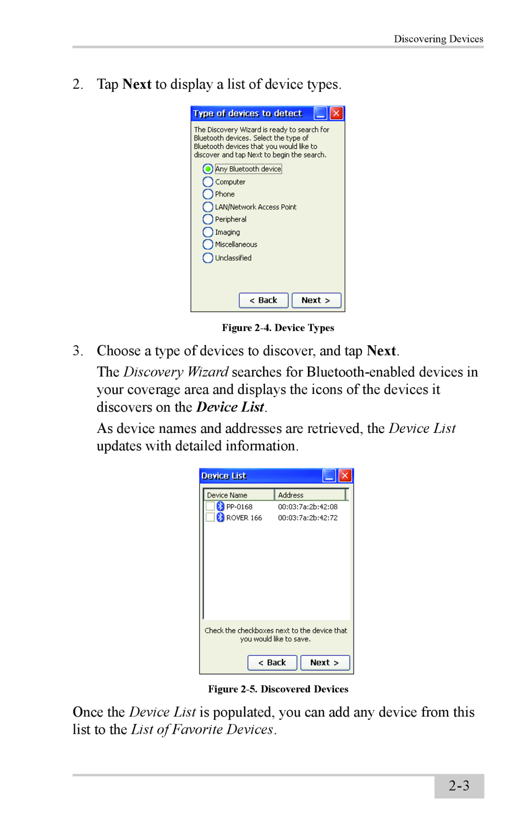 Topcon FC-200 with Windows CE5.0 instruction manual Tap Next to display a list of device types 