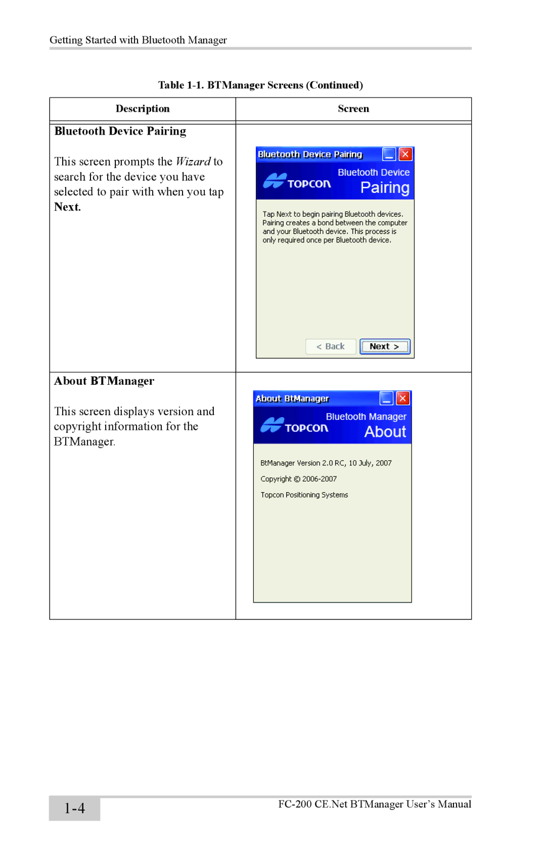 Topcon FC-200 with Windows CE5.0 instruction manual Bluetooth Device Pairing 