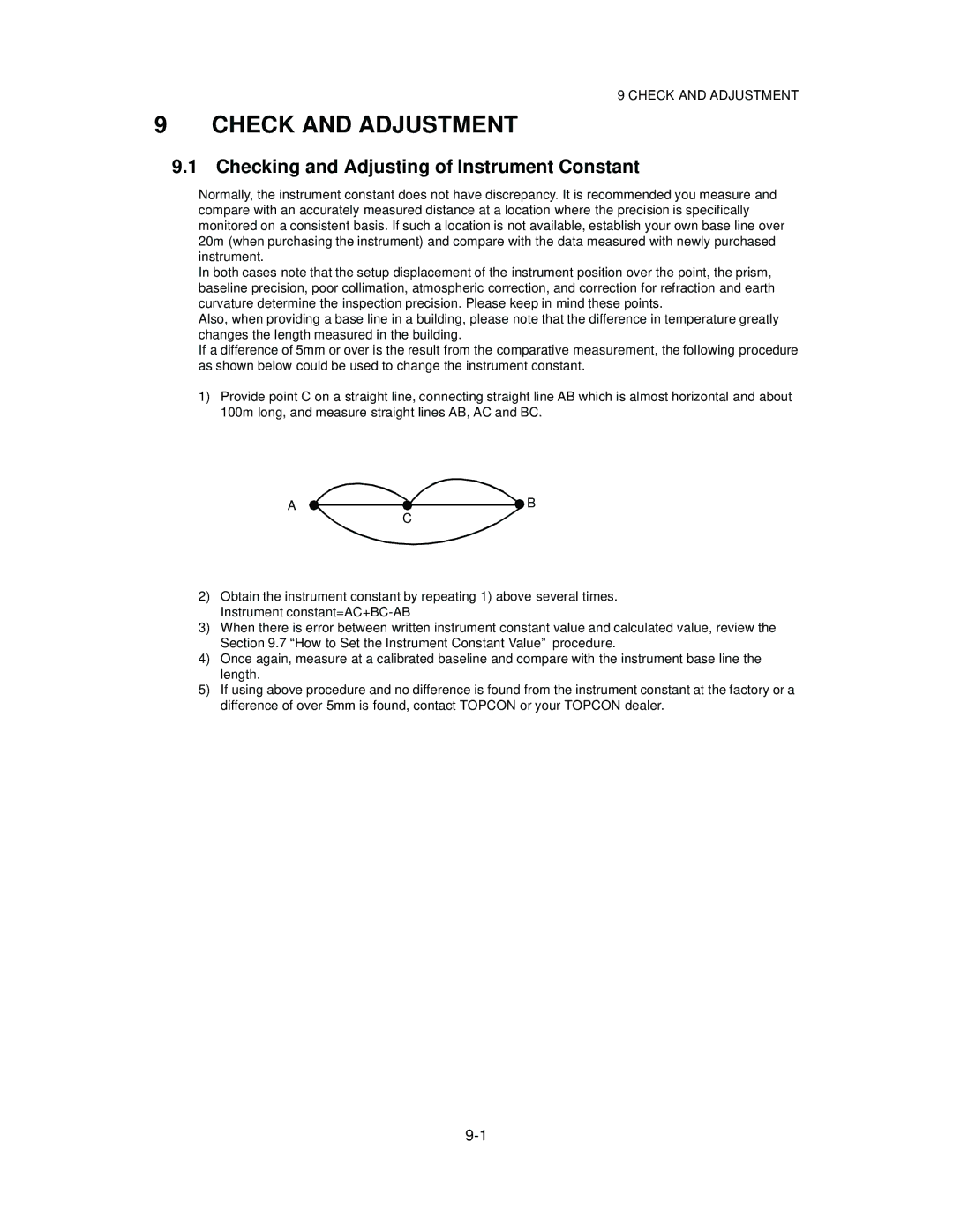 Topcon GTS-825A, GTS-822A, GTS-823A instruction manual Check and Adjustment, Checking and Adjusting of Instrument Constant 