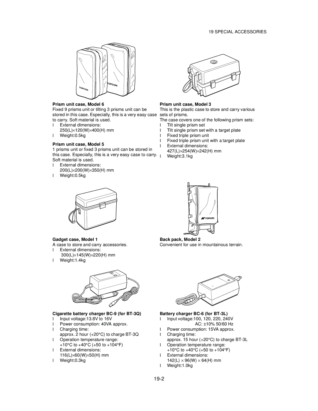 Topcon GTS-821A, GTS-822A, GTS-823A, GTS-825A Prism unit case, Model, Gadget case, Model, Back pack, Model 