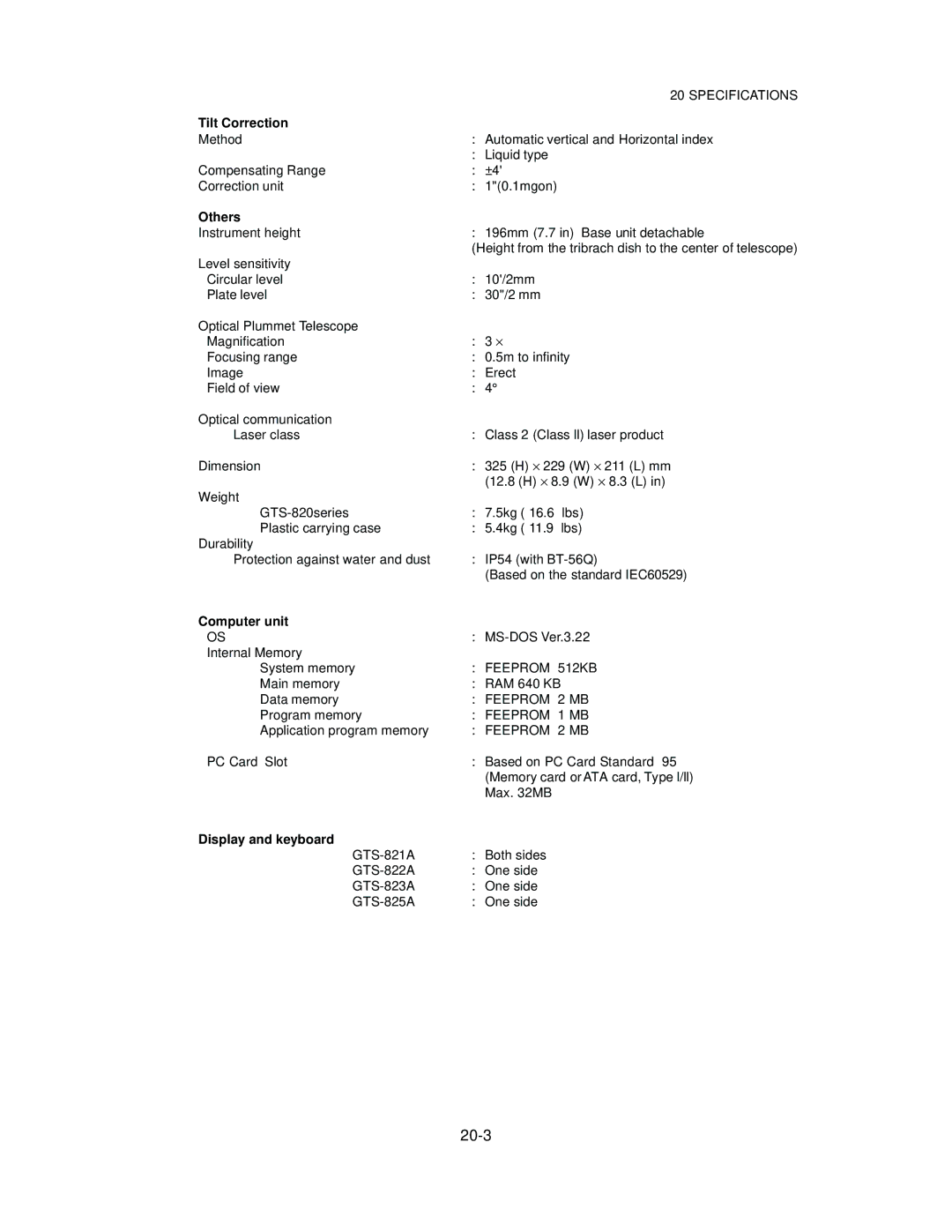 Topcon GTS-821A, GTS-822A, GTS-823A, GTS-825A Tilt Correction, Others, Computer unit, Display and keyboard 