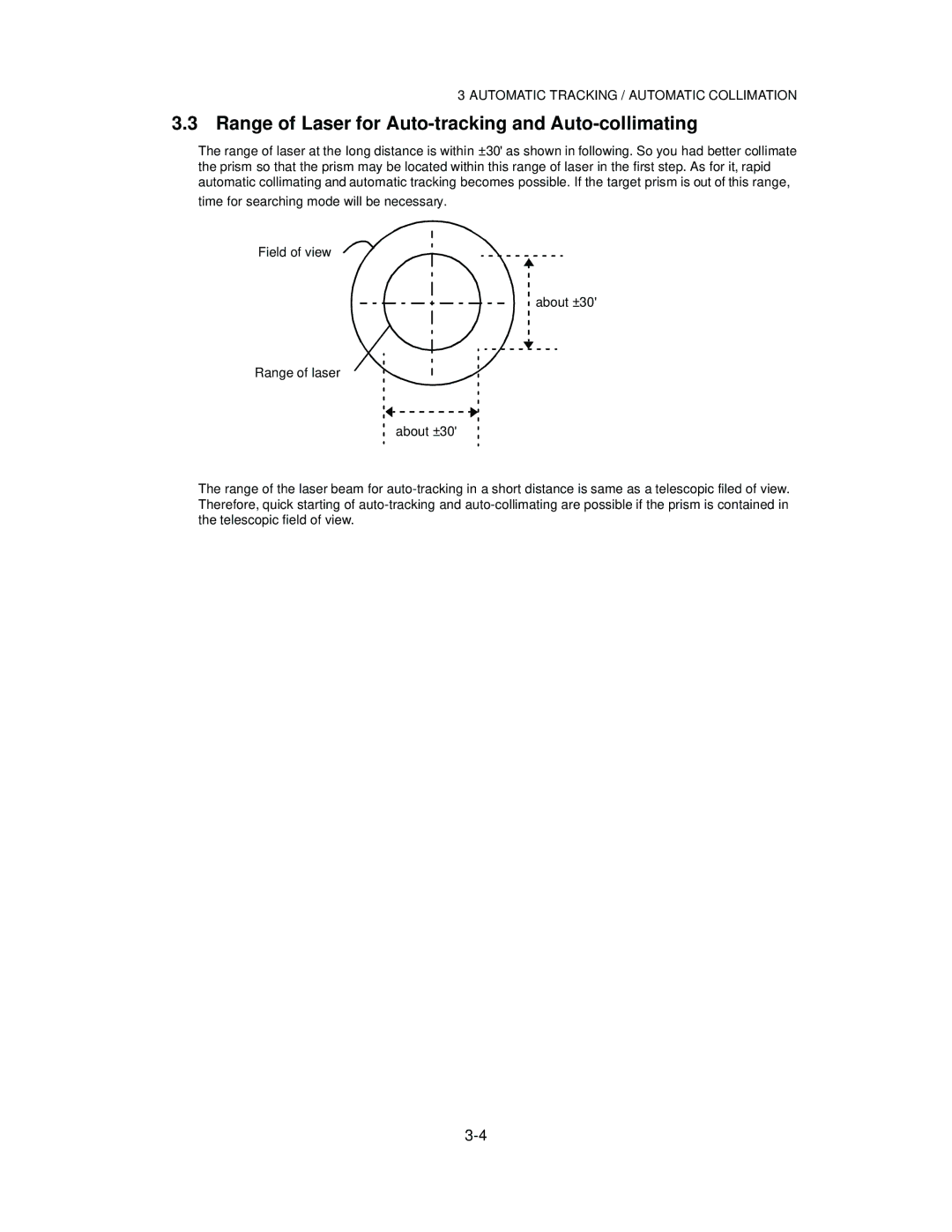 Topcon GTS-821A, GTS-822A, GTS-823A, GTS-825A instruction manual Range of Laser for Auto-tracking and Auto-collimating 