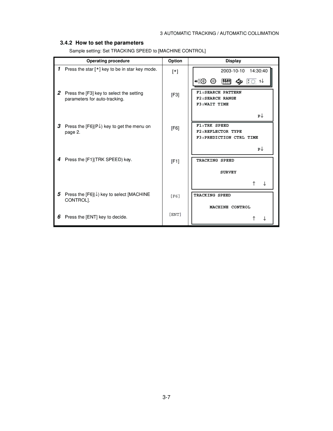 Topcon GTS-823A, GTS-825A, GTS-822A instruction manual How to set the parameters, Operating procedure Option 