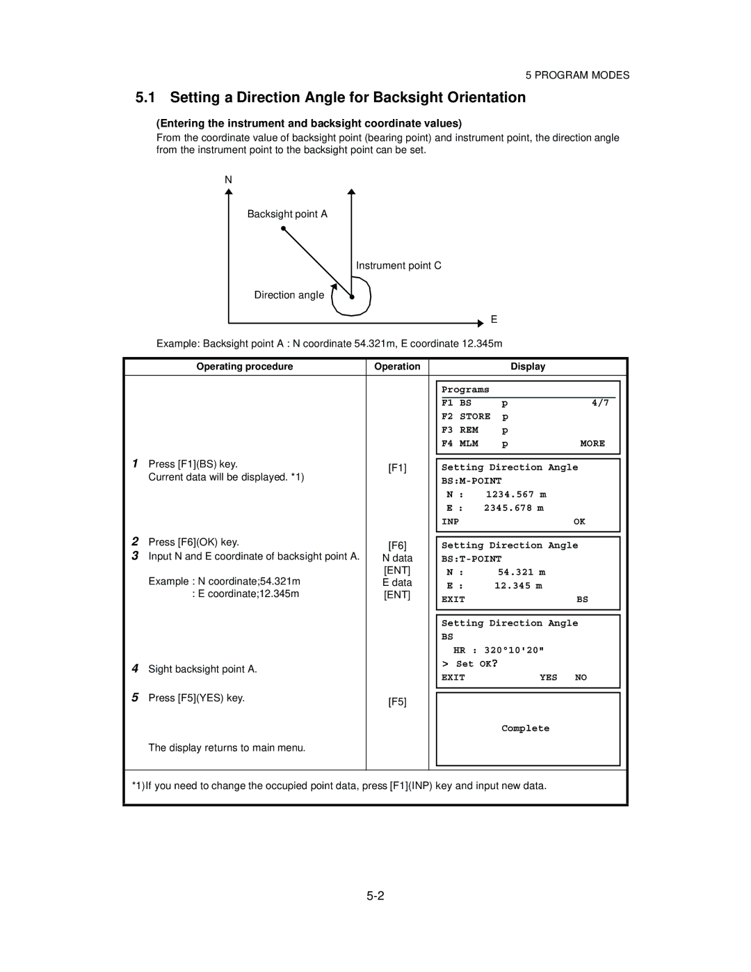 Topcon GTS-825A, GTS-822A, GTS-823A instruction manual Setting a Direction Angle for Backsight Orientation 