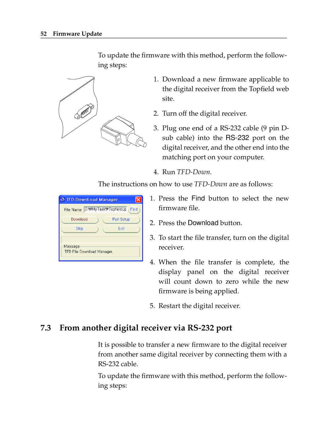 Topfield HV7700 HSCI manual From another digital receiver via RS-232 port 