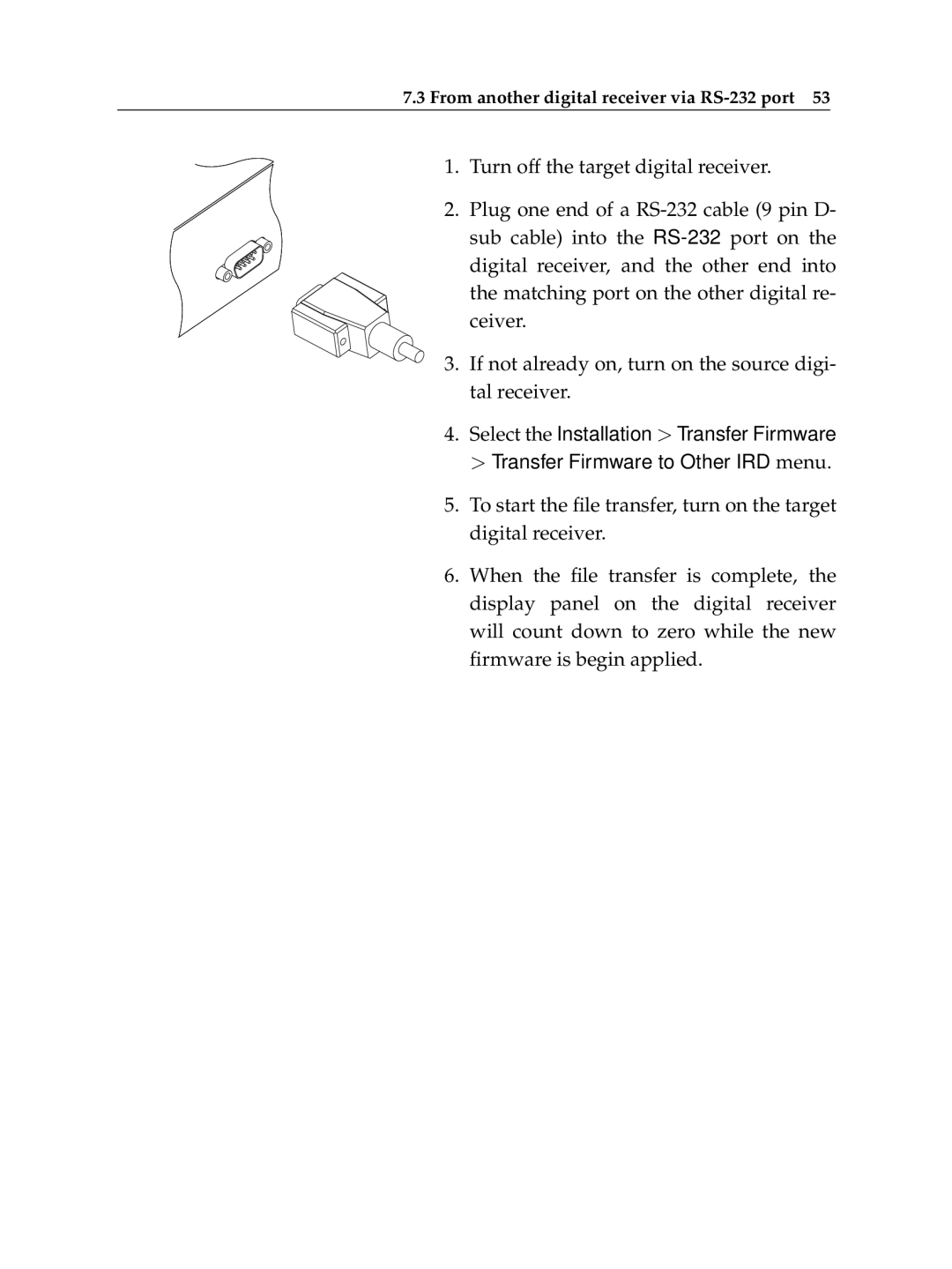 Topfield HV7700 HSCI manual From another digital receiver via RS-232 port 