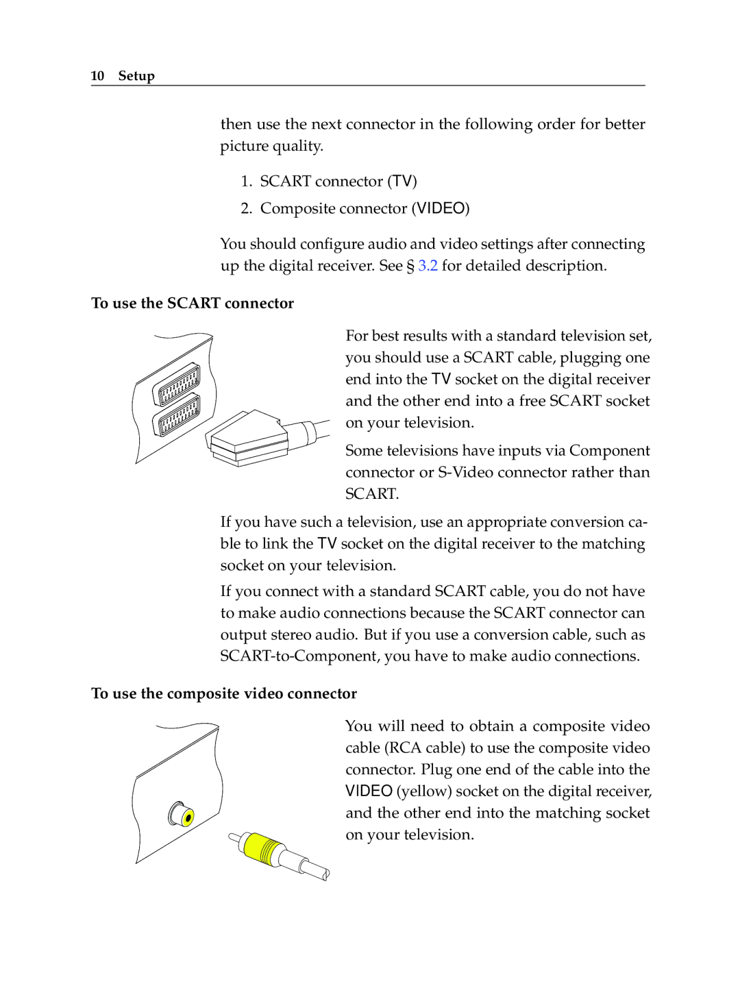 Topfield TF 100 C manual To use the Scart connector 