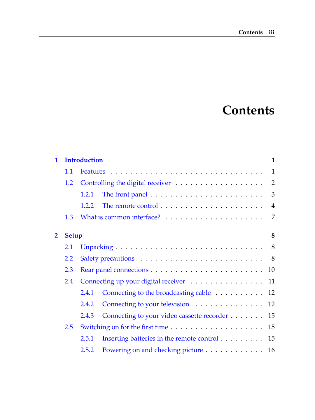 Topfield TF 500 PVRC manual Contents 