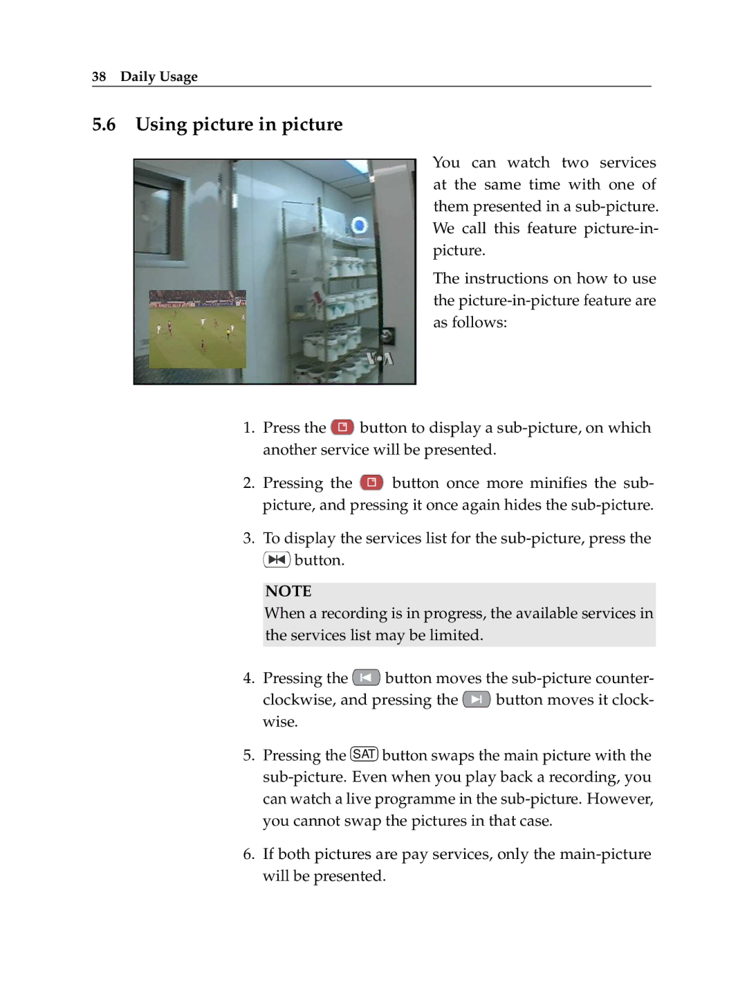 Topfield TF 500 PVRC manual Using picture in picture 