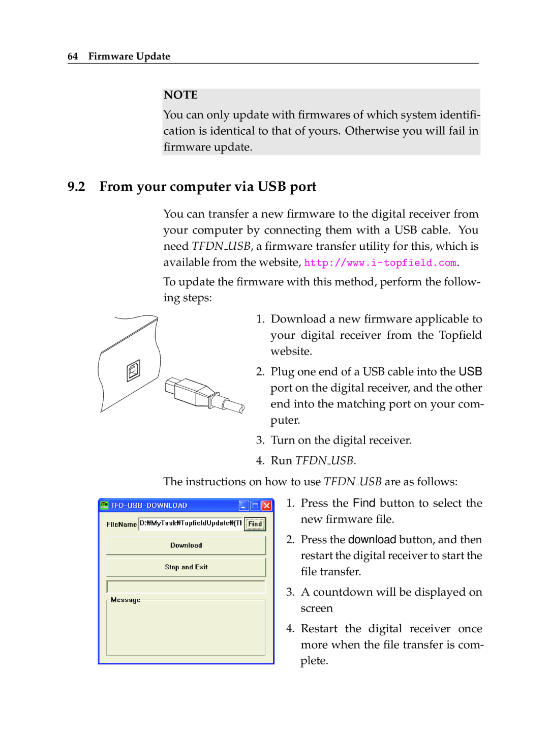 Topfield TF 500 PVRC manual From your computer via USB port 