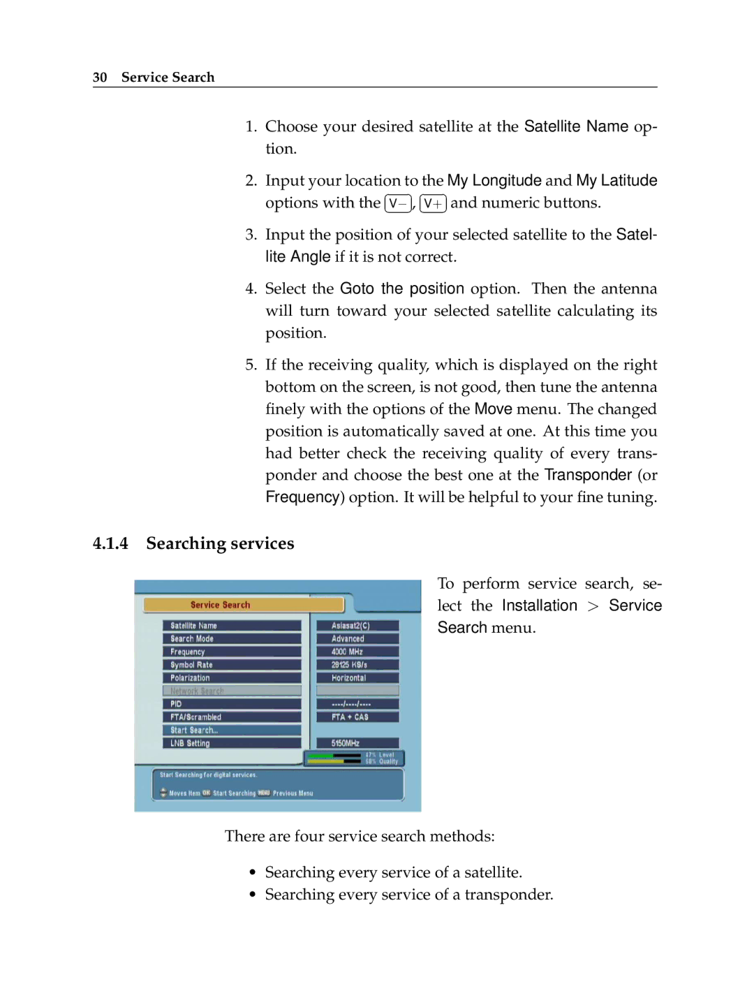 Topfield TF 5000 CI, TF 5100 CI manual Searching services 