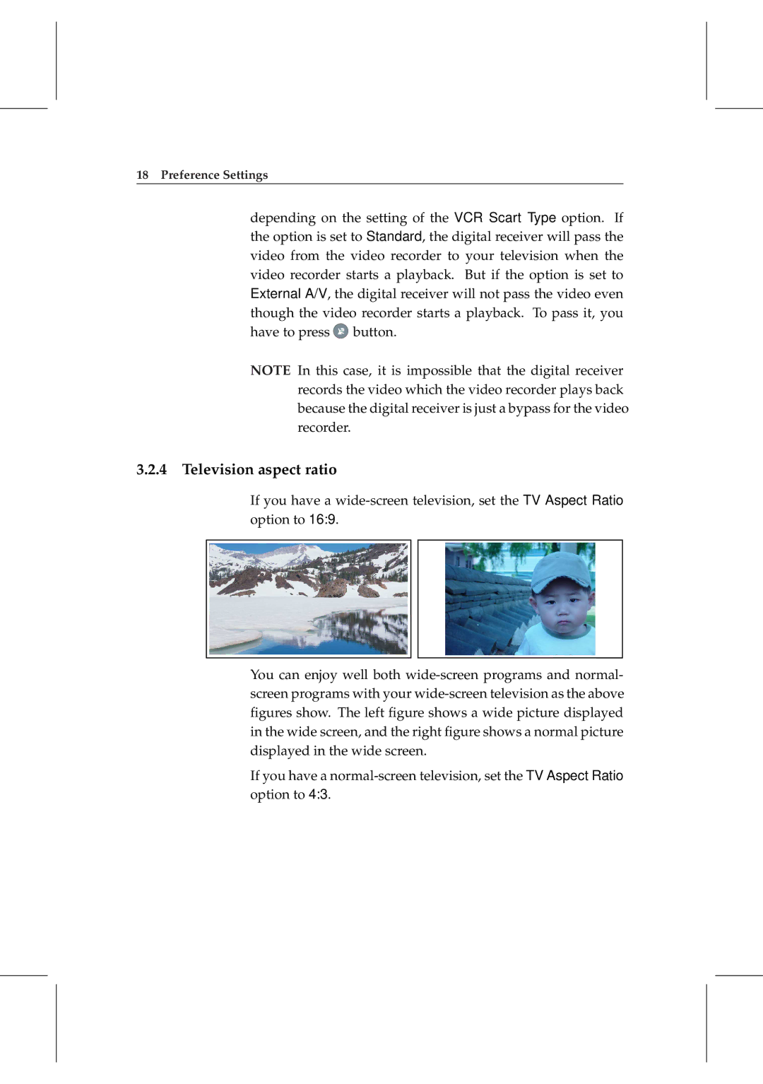 Topfield TF 5000 manual Television aspect ratio 