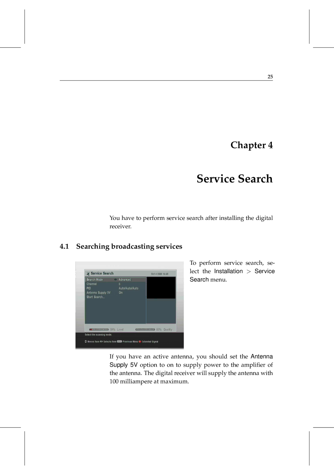 Topfield TF 5000 manual Service Search, Searching broadcasting services 