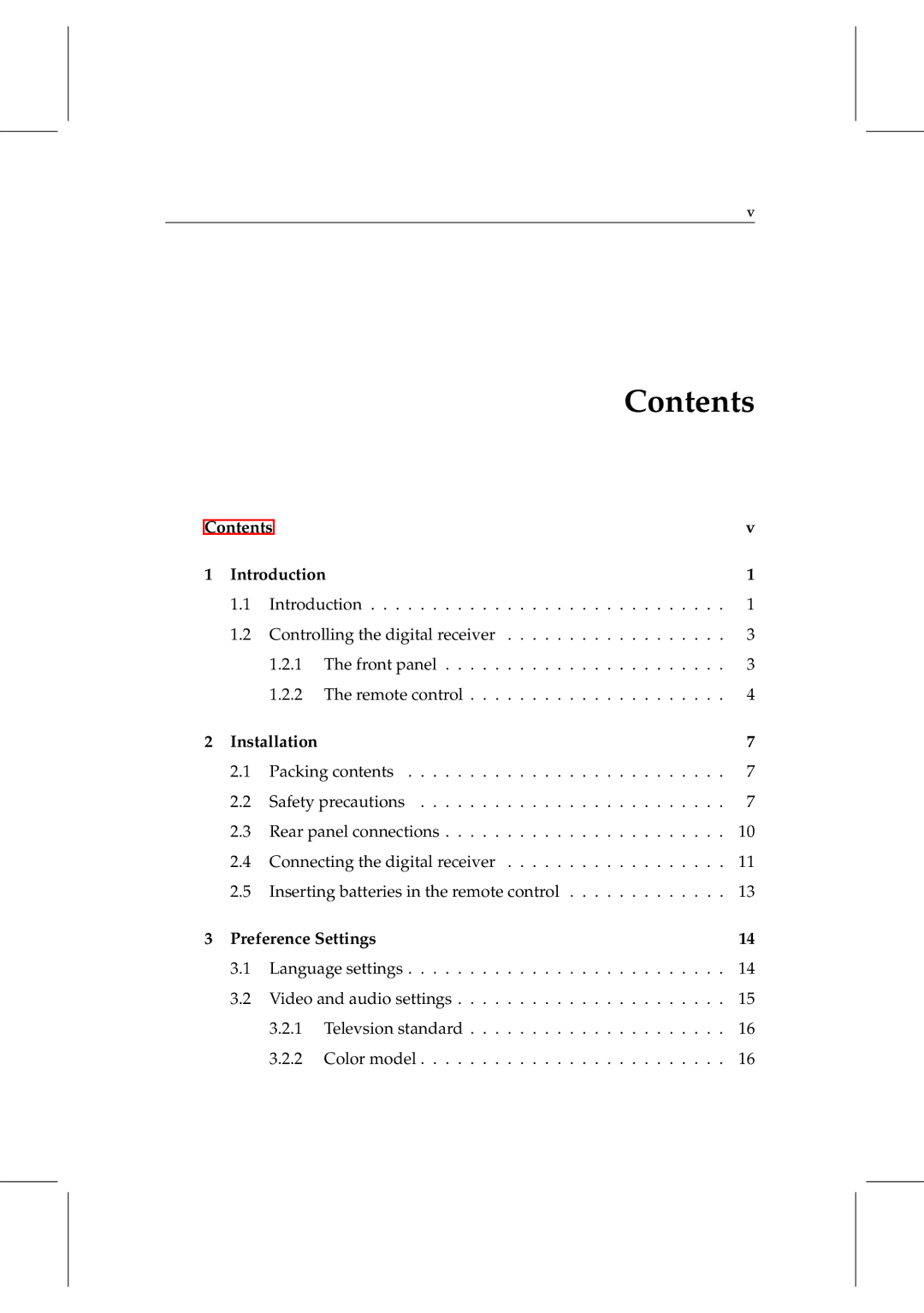 Topfield TF 5000 manual Contents 